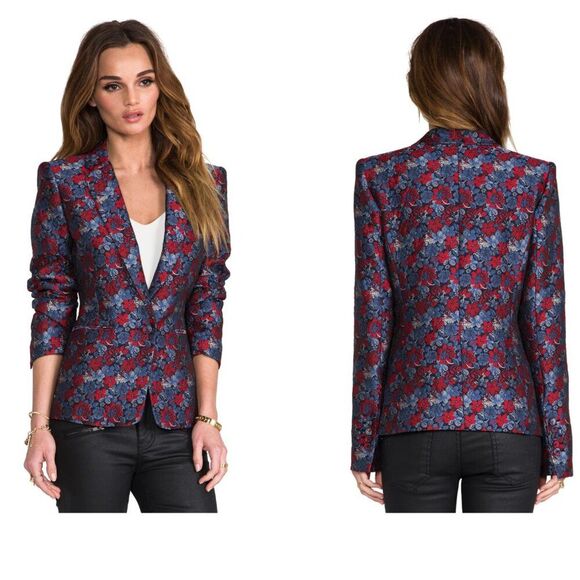 NWT BCBG Max Azria XS Kamryn Paisely Jaquard Blazer Jacket Luxury Statement - Picture 1 of 16